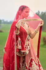 Load image into Gallery viewer, Raw Silk Hand-Embellished Lehenga Set with Organza Dupatta