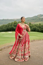 Load image into Gallery viewer, Raw Silk Hand-Embellished Lehenga Set with Organza Dupatta