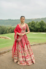 Load image into Gallery viewer, Raw Silk Hand-Embellished Lehenga Set with Organza Dupatta
