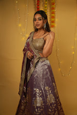 Load image into Gallery viewer, Tissue Zardozi-Embellished Ghagra Set with Pearl &amp; Sequin Work