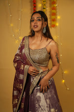Load image into Gallery viewer, Tissue Zardozi-Embellished Ghagra Set with Pearl &amp; Sequin Work