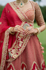 Load image into Gallery viewer, Raw Silk Hand-Embellished Lehenga Set with Organza Dupatta