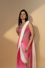 Load image into Gallery viewer, Pink Indo-Western Ensemble with Mirror Work
