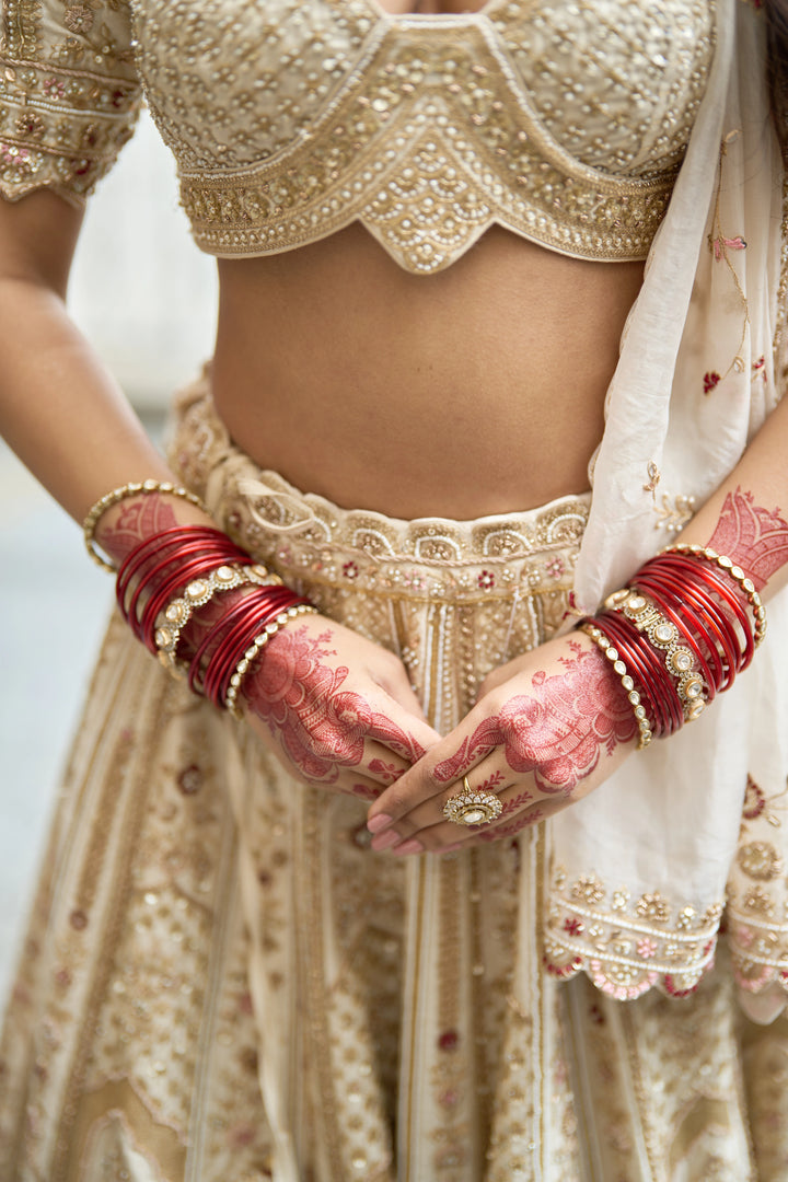 Raw Silk Lehenga Set with Organza Dupatta