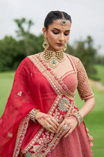 Load image into Gallery viewer, Raw Silk Hand-Embellished Lehenga Set with Organza Dupatta
