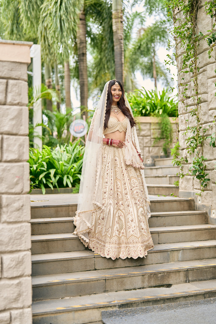 Raw Silk Lehenga Set with Organza Dupatta