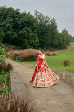 Load image into Gallery viewer, Raw Silk Hand-Embellished Lehenga Set with Organza Dupatta