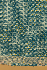 Load image into Gallery viewer, Blue &amp; green ombrae banarasi bandhej with border highlighted  paired with unstitched blouse
