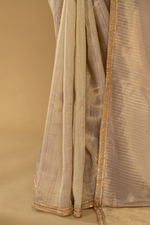 Load image into Gallery viewer, Chickoo Double tone banarasi weaving fabric paired with stitched blouse
