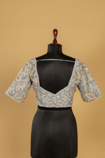 Load image into Gallery viewer, Greyish Blue Embroidered Tissue Saree
