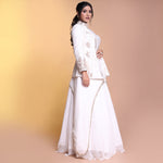 Load image into Gallery viewer, White indowestern lehenga with peplum blouse

