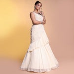 Load image into Gallery viewer, Ivory draped indo western
