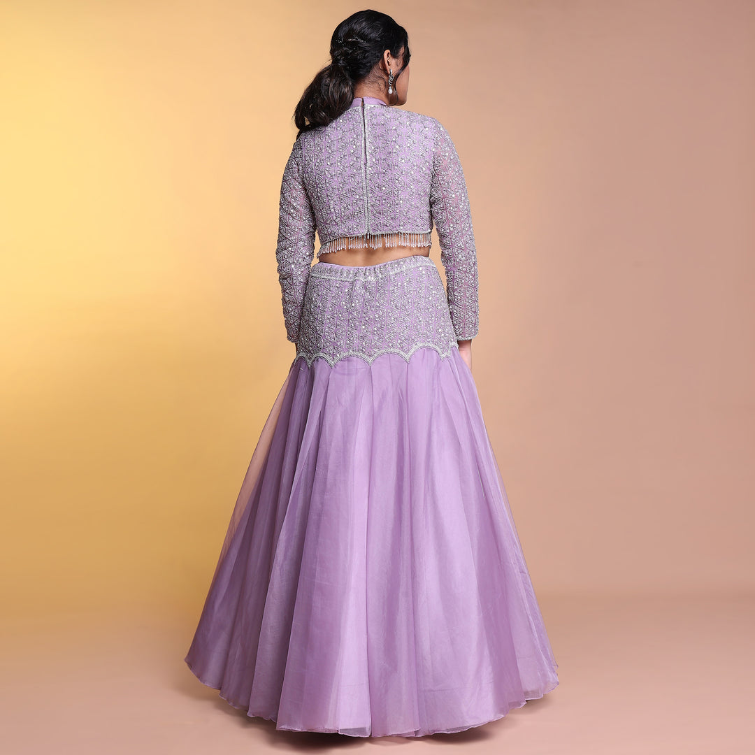 Lavender fish cut indowestern