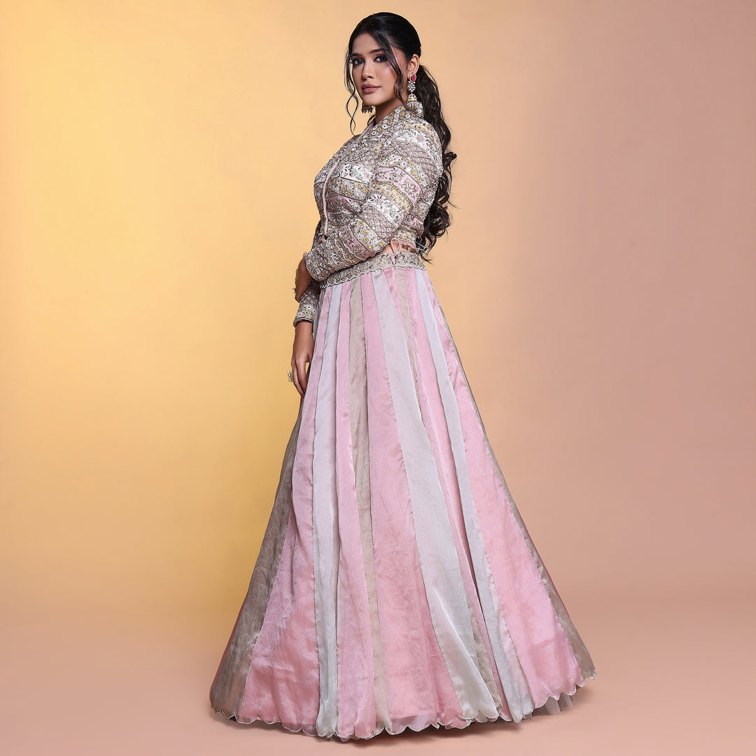 Multicolour jacket style indowestern