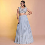 Load image into Gallery viewer, Grey indowestern paired with thread work
