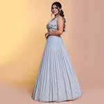 Load image into Gallery viewer, Grey indowestern paired with thread work
