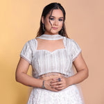 Load image into Gallery viewer, White layered lehenga with choker dupatta
