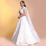 Load image into Gallery viewer, White layered lehenga with choker dupatta
