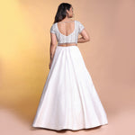 Load image into Gallery viewer, White layered lehenga with choker dupatta
