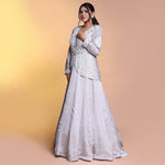 Load image into Gallery viewer, Grey  indowestern cutwork jacket
