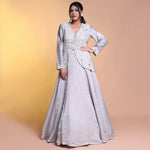 Load image into Gallery viewer, Grey  indowestern cutwork jacket
