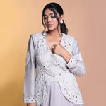 Load image into Gallery viewer, Grey  indowestern cutwork jacket
