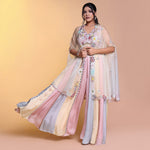Load image into Gallery viewer, Multicolour cape style indowestern
