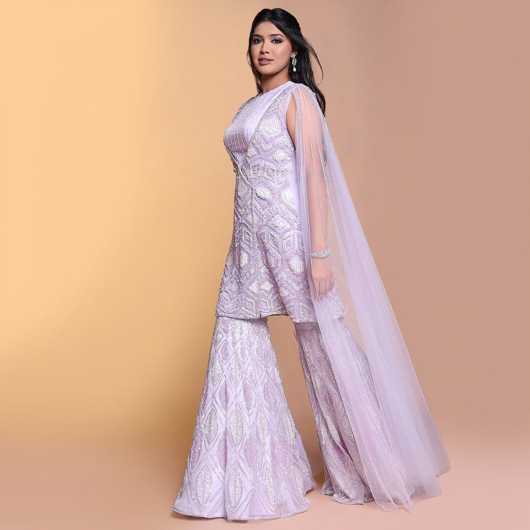 Lavender sharara with long jacket