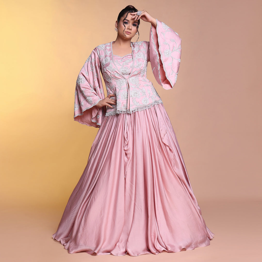Pink jacket style indowestern