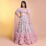 Load image into Gallery viewer, Lavender dramatic indowestern
