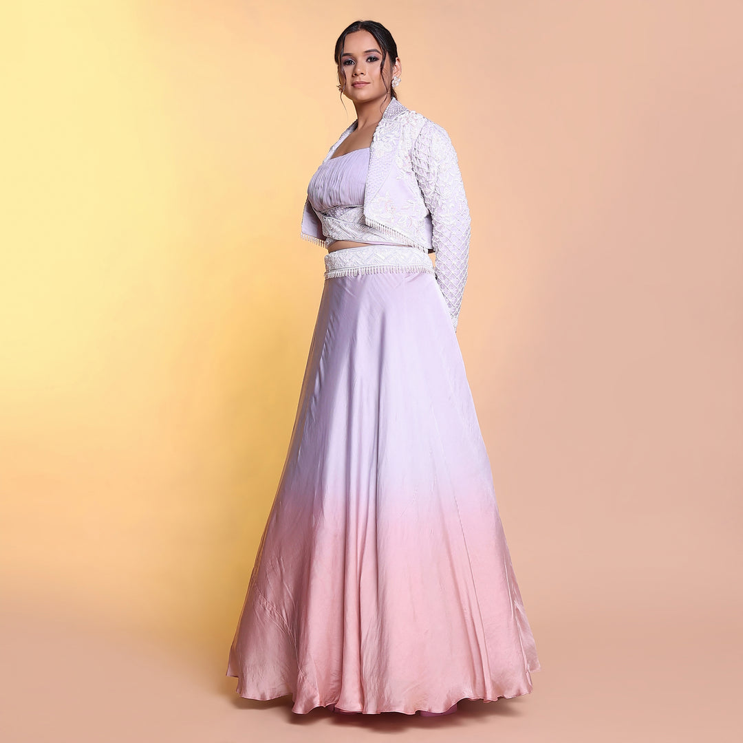Ombrae lehenga with jacket style indowestern
