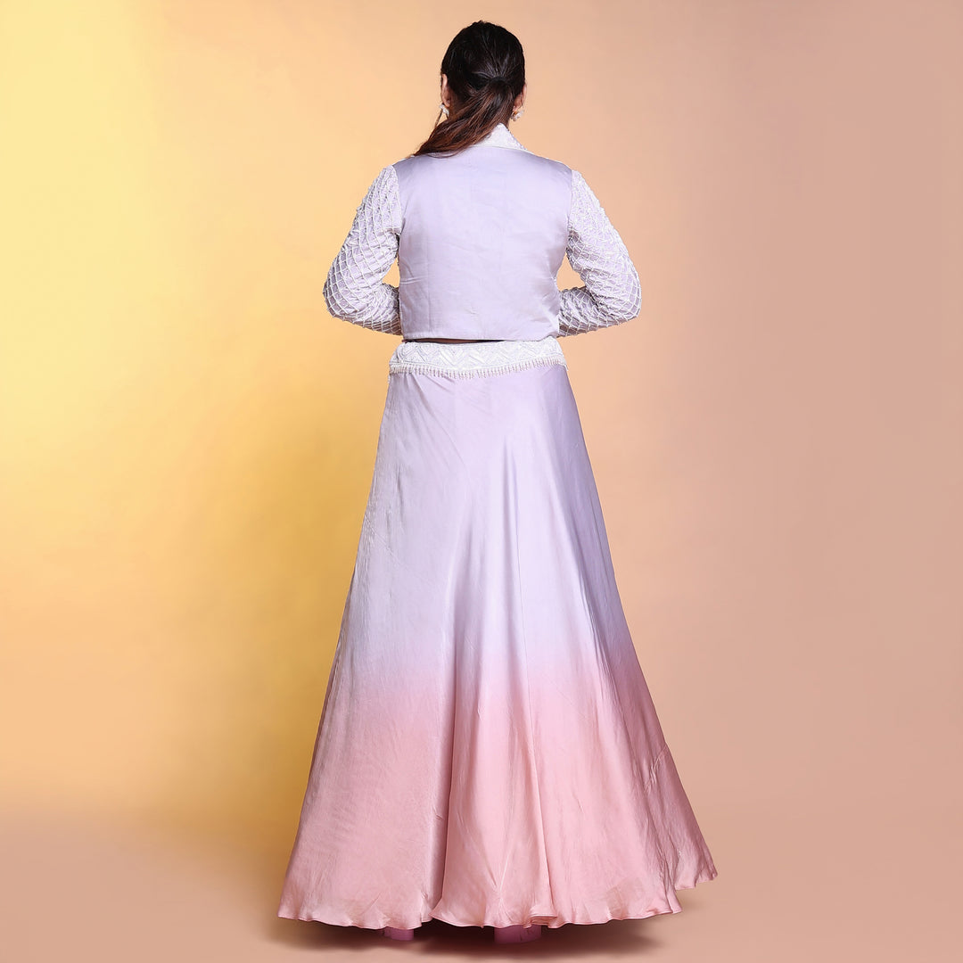 Ombrae lehenga with jacket style indowestern