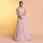 Load image into Gallery viewer, Onion pink drape indowestern

