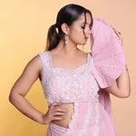 Load image into Gallery viewer, Shimmer Pink dramatic drape indowestern
