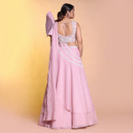 Load image into Gallery viewer, Shimmer Pink dramatic drape indowestern
