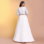 Load image into Gallery viewer, Off white indowestern with a touch of multicolour blouse
