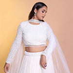 Load image into Gallery viewer, Off white indowestern with a touch of multicolour blouse
