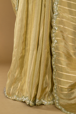 Load image into Gallery viewer, Lemon Yellow Tissue sequence embroidered saree paired with stitched blouse
