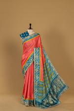 Load image into Gallery viewer, Modal Silk Bandhej print with gota dori work paired with unstitched blouse
