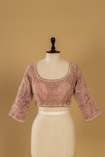 Load image into Gallery viewer, Old Rose Embroidered Tissue Saree
