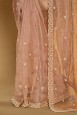 Load image into Gallery viewer, Old Rose Embroidered Tissue Saree
