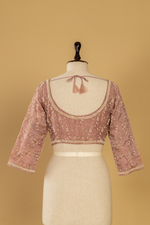 Load image into Gallery viewer, Old Rose Embroidered Tissue Saree
