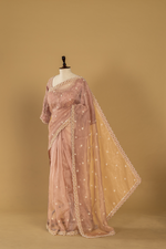 Load image into Gallery viewer, Old Rose Embroidered Tissue Saree
