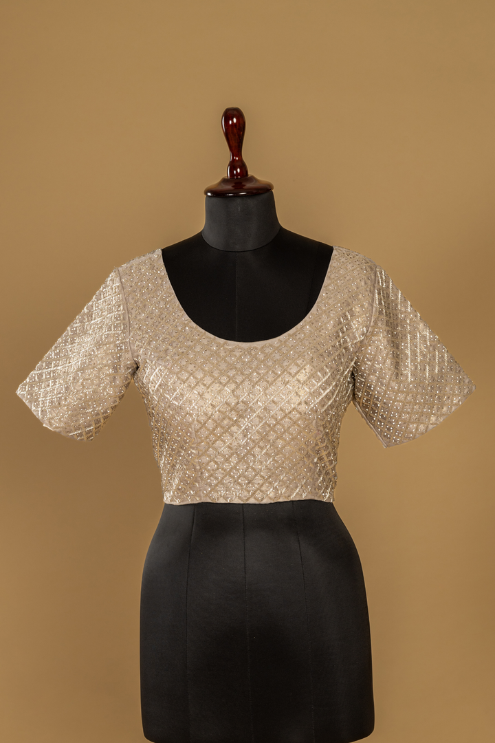 Peach soft Tissue katdana & stone work paired with stitched blouse