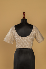 Load image into Gallery viewer, Peach soft Tissue katdana &amp; stone work paired with stitched blouse
