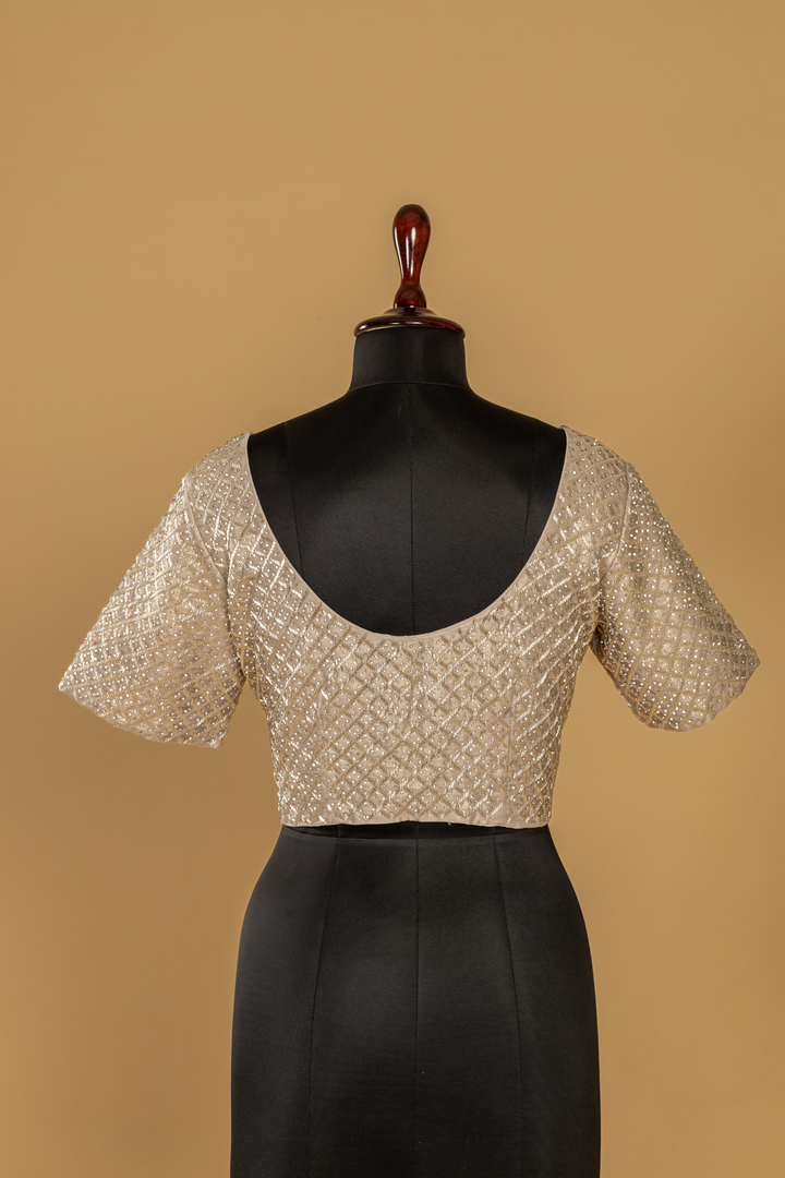 Peach soft Tissue katdana & stone work paired with stitched blouse