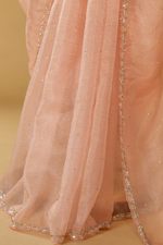 Load image into Gallery viewer, Pink Crush Tissue Saree paired with sequence embroiderd blouse
