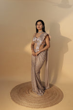 Load image into Gallery viewer, Onion Pink Contemporary Draped Saree with Sequin &amp; Bead Embellishment