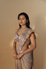 Load image into Gallery viewer, Onion Pink Contemporary Draped Saree with Sequin &amp; Bead Embellishment