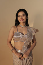 Load image into Gallery viewer, Onion Pink Contemporary Draped Saree with Sequin &amp; Bead Embellishment